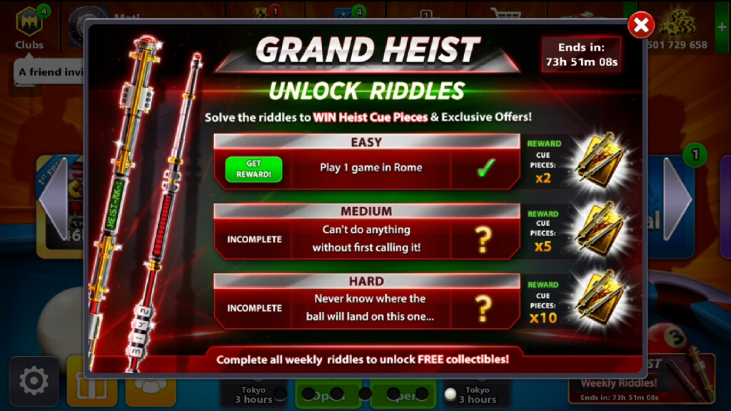 Grand Heist Quest Free Heist Cue + Avatar | Riddles #3