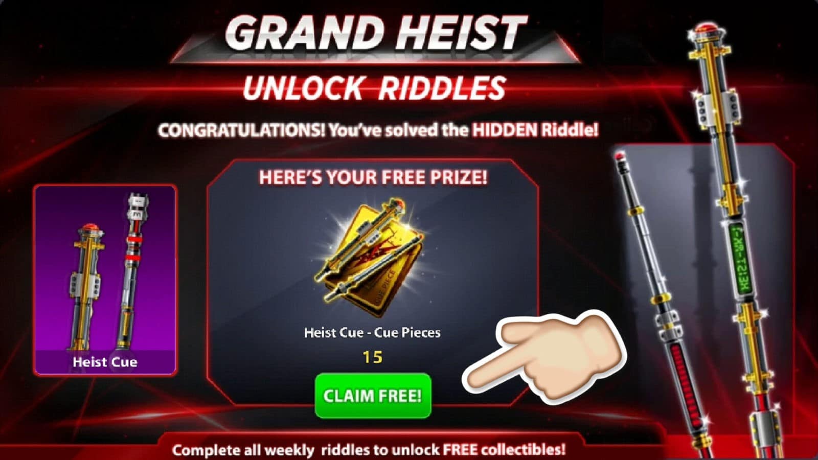 Grand Heist Quest Free Cue + Avatar | Hidden Riddle