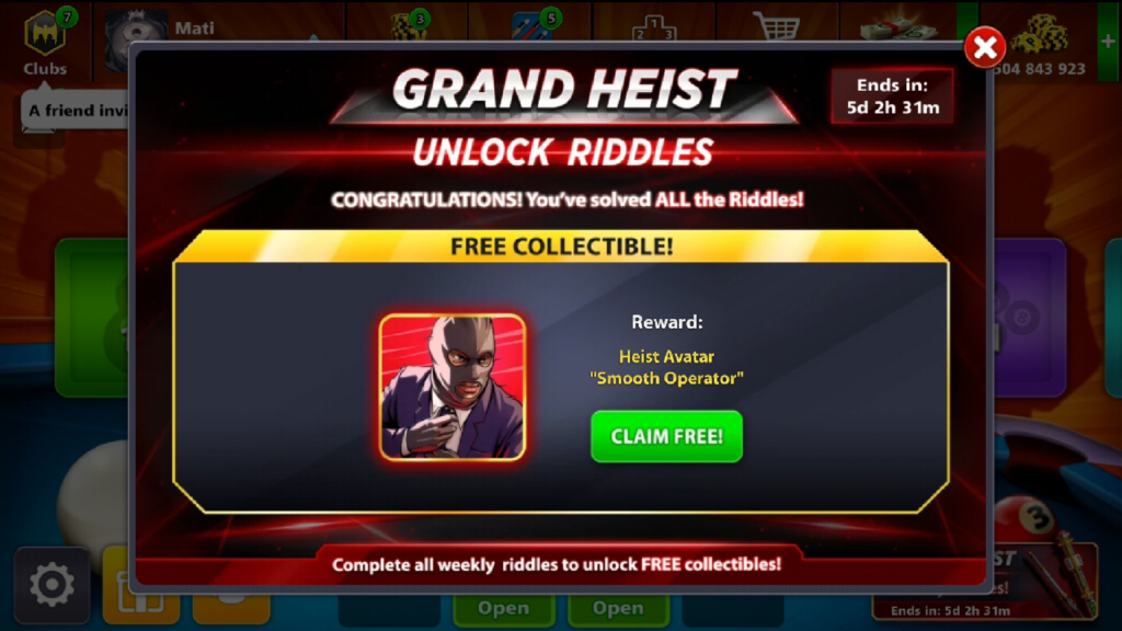 Grand Heist Quest Free Heist Cue + Avatar | Riddles #1