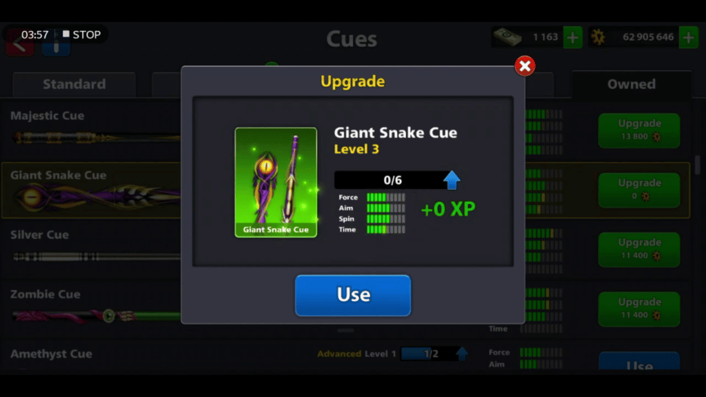 8 Ball Pool Free Giant Snake Cue Easy Trick (Max Level)