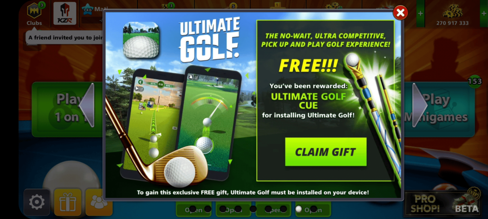 claim ultimate golf cue